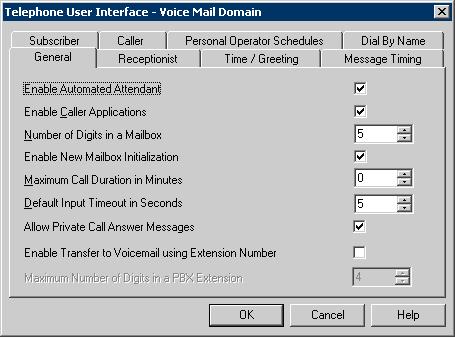 From the Voice Mail System Configuration tree-view, select Telephone User Interface.