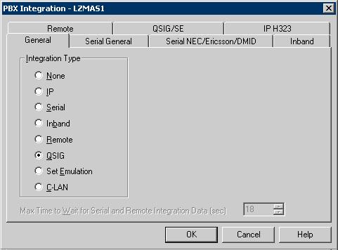 Next, access PBX Integration and within the General tab select QSIG for the Integration
