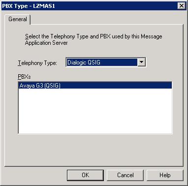 Finally, access PBX Type and verify that the Telephony Type field is set to Dialogic QSIG and that Avaya G3 (QSIG) is selected under PBXs.