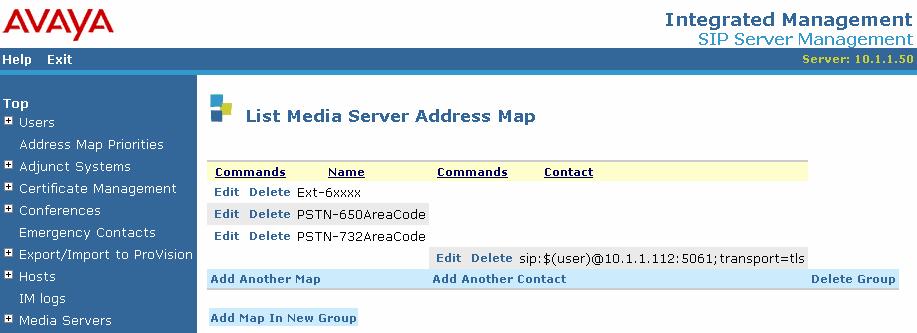 Media Server Address Map is listed in Figure