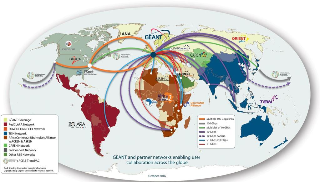 Global connectivity GÉANT network is connected to