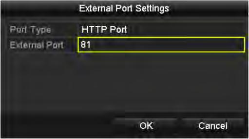 Configure the external port No. for server port, http port, RTSP port and https port respectively. Note: The value of the RTSP port No.