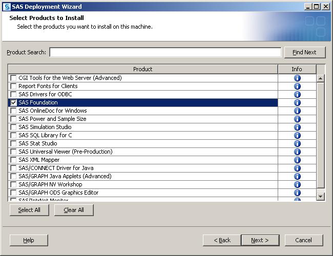 After selecting the SAS software to be installed, the Specify SAS installation Data File dialog is displayed. The default SAS Installation Data file should be sufficient in almost all cases.