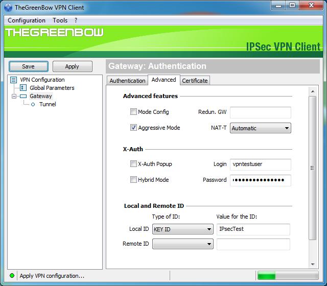Phase 1 advanced configuration Enable X-Auth Popup or enter X-Auth Login and Password.