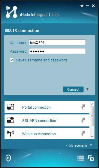 Figure 16 Entering the user name in the 802.1X connection area The 802.