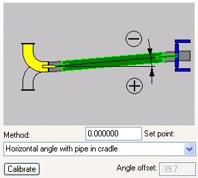 4.2.1 Upper Pipe Horizontal Angle At the moment only one calibration method is available for the horizontal angle of the upper pipe: Horizontal angle with pipe in cradle 4.2.1.1 Horizontal angle with pipe in cradle Figure 4-1 Top view of the horizontal angle with the upper pipe in the cradle 1.