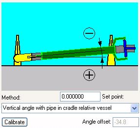 1. Select the calibration method Pipe on water line. 2. Place the upper pipe horizontal, the best way to do this is by placing the upper pipe on the water line. 3. No Set point has to be entered. 4.