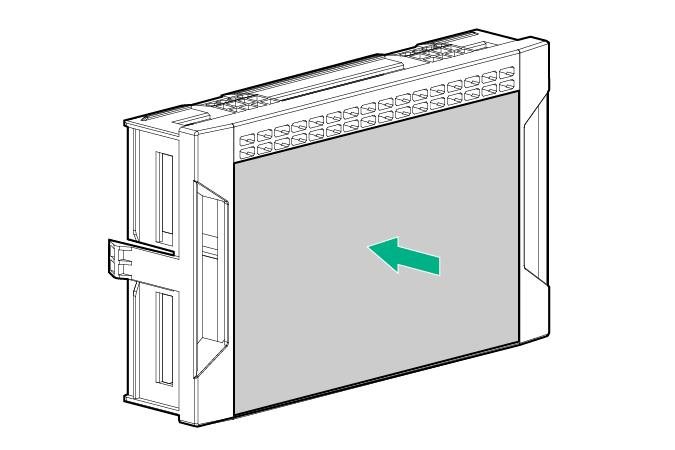 11. To ensure proper thermal cooling, adhere airflow covers to the outside of all drive cage blanks. a. Remove all drive cage blanks. b. Install an airflow cover onto each drive cage blank, leaving only the top two rows of venting exposed.
