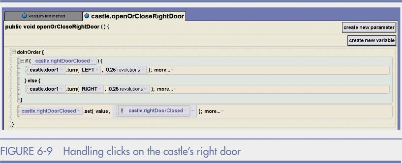 value of rightdoorclosed Alice in Action with Java