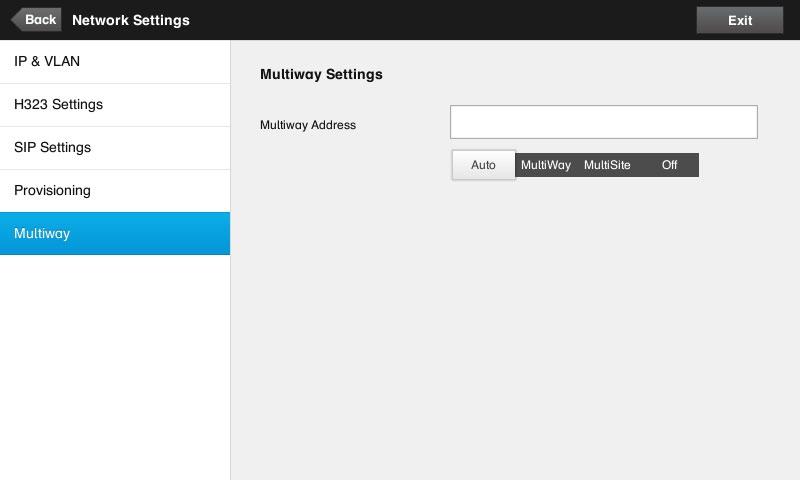 Multiway Settings > Administrator Settings > Network Settings > Multiway All endpoints using the TC series software offers Multiway as a means of creating video conferences with more than just two