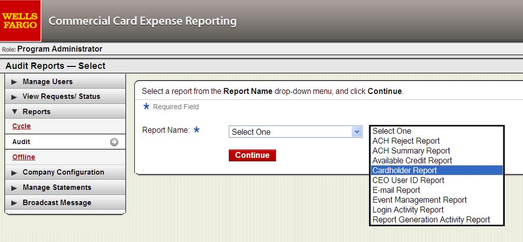 36 Audit Reports Cardholder Report example Create an Audit/Cardholder
