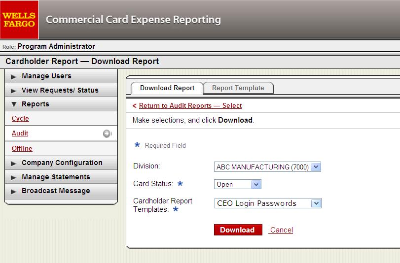 Cardholder Report