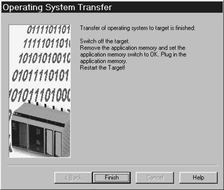 After closing this dialog box by pressing Next >, the FlashPROM is deleted. Then the selected version of the operating system is downloaded to FlashPROM.