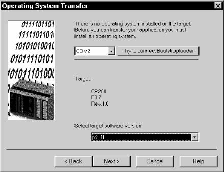 5. B&R Automation Studio now gathers all information required for the operating system download (type and revision of the application memory, etc.) from the controller.