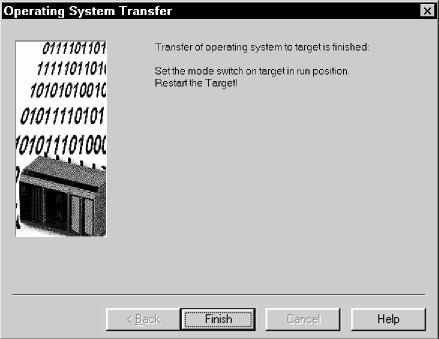 8. After closing this dialog box by pressing Next >, the FlashPROM is deleted. Then the selected version of the operating system is downloaded to FlashPROM. Download progress is shown on the screen.