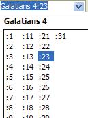 You may also use the shortcut of Ctrl+G to place your curser in the verse selection area. Abbreviations for books are also accepted when you type. You can type ga 4.23 for Galatians 4:23.