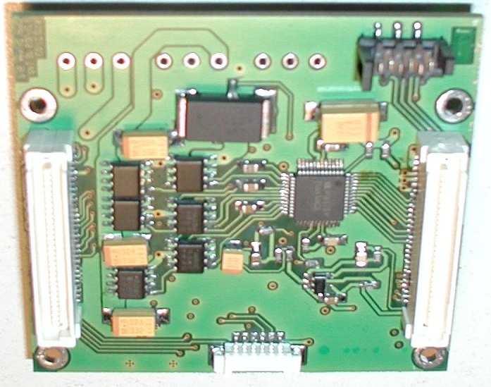 Fig. 3. Image of one motor driver board capable of powering two motors in the FPGA. The board will be equipped with the Motorola DSP56F803. The size of the power stage is only 55 mm x 60 mm. 4.