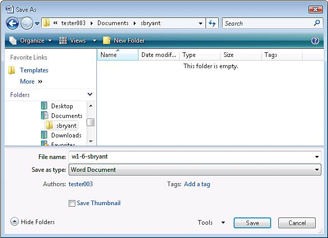 Use the Save As dialog box to name and save a document so