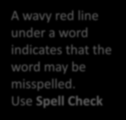 A wavy red line under a word