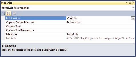 CHAPTER 1 An Introduction to Visual Basic 2010 associated with the second form in the same project is stored in a form file named Form2.vb, and so on.