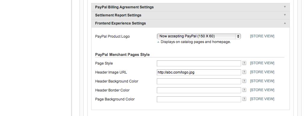 E. Front end experience settings First, click on "Fronted Experience Settings" * New EC merchants - Set it to "We prefer PayPal (150 x 60)" * Existing EC merchants - don't modify their Header Image