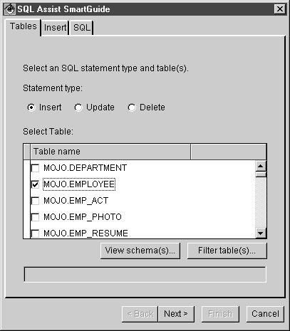 Specifying result columns Sorting the result set Remapping data to a different SQL data type Composing an SQL INSERT, UPDATE, or DELETE isually Use the SQLAssist SmartGuide to isually compose an SQL