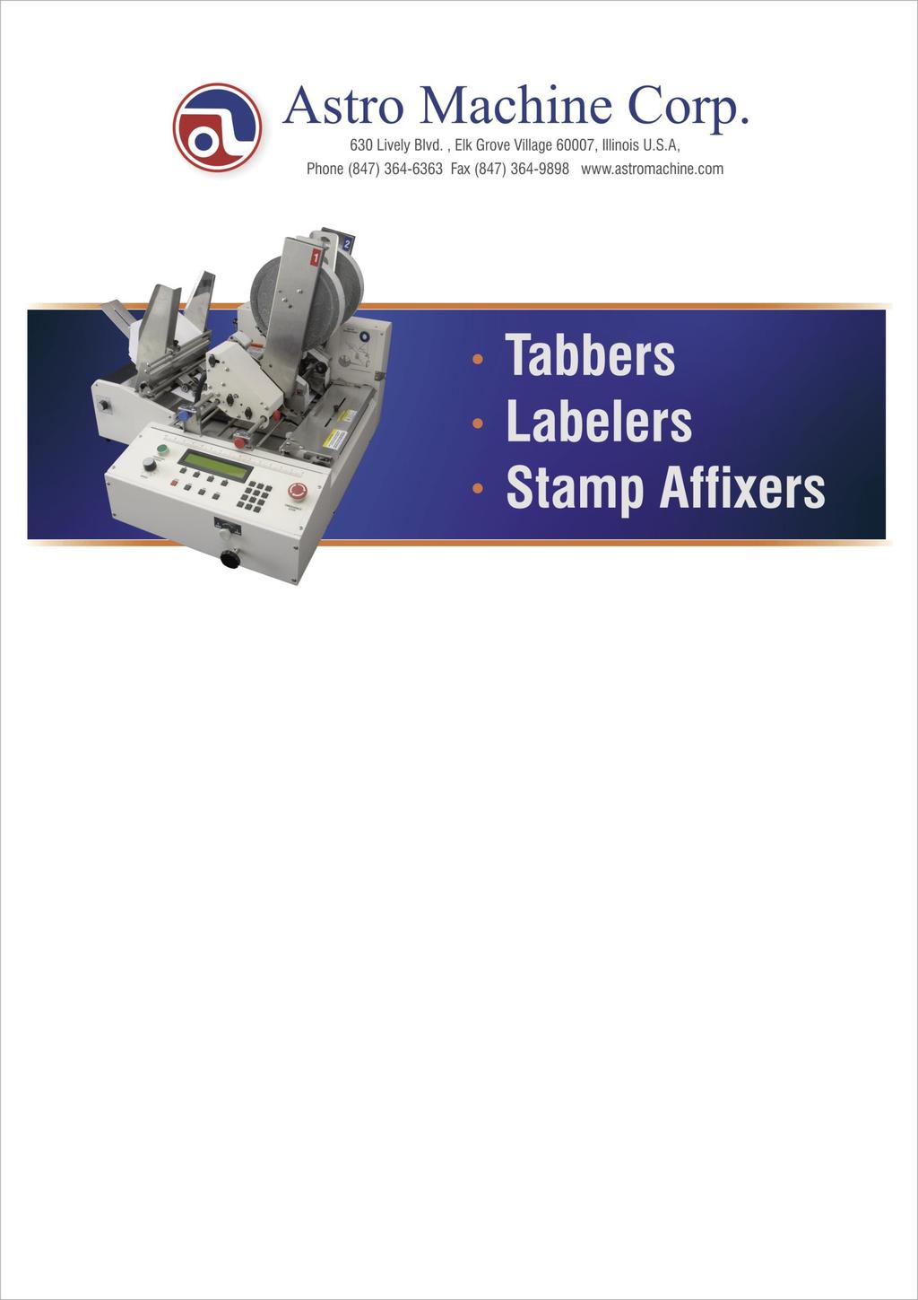 ATS-12 Desktop Tabber ATS-8900 Multiple Tabber/Stamp Affixer ATS-9600/9700 Tabber/Labeler/Stamp Affixer