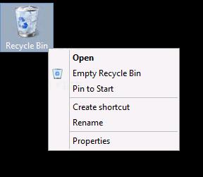 right-click the Recycle Bin. 18.