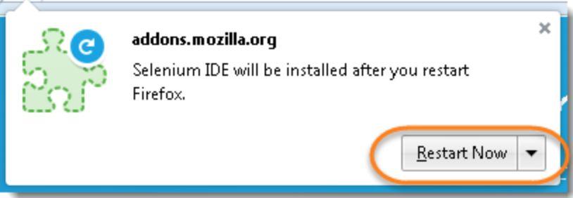 Download and Install Selenium IDE (continued) Firefox will automatically install Selenium IDE software.