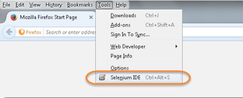 Download and Install Selenium IDE (continued) Once the Firefox is booted and started again, we can see