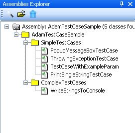 If the assembly contains testcases that can be use as building blocks, the test-cases will appear in the Assemblies Explorer.