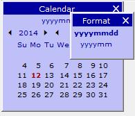 Depending on the format selected, the calendar interface will change accordingly. The default calendar will present the current month and year.