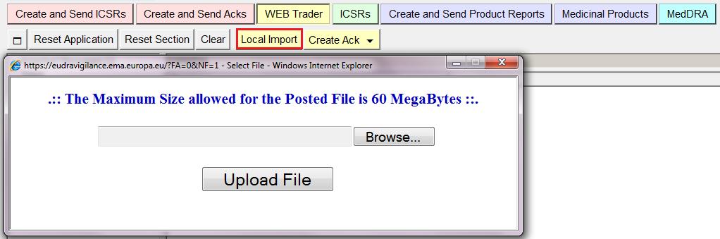 Once you have browsed and selected the file you want to import, clicking on the 'Upload File' button will activate the import process.