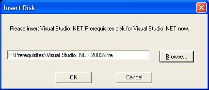 When prompted for the Prerequisites disk, browse to the Pre folder