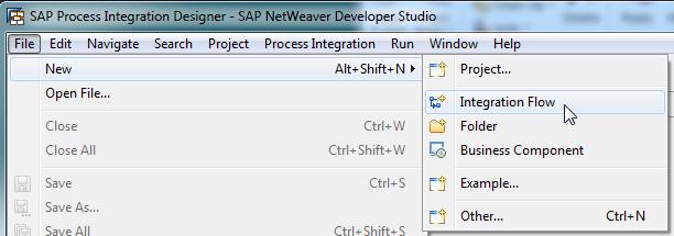 Create Business Components in iflow (Integration Flow) 6 Create a new iflow object: Menu: File New