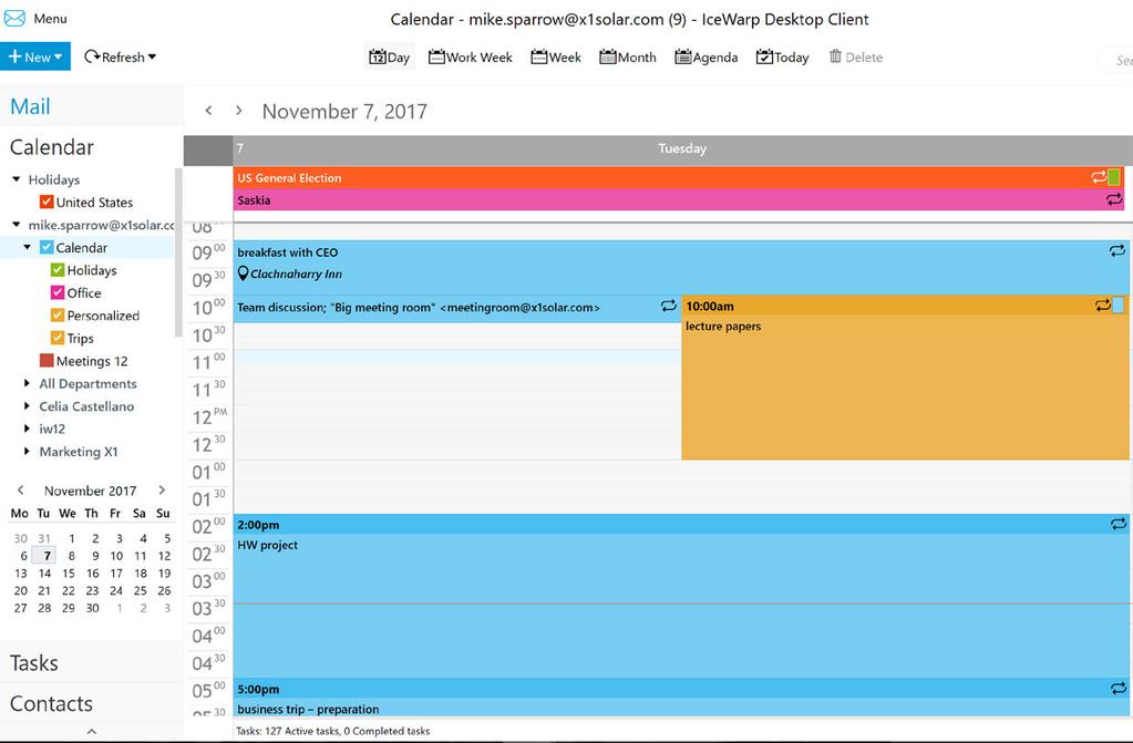Calendar Views IceWarp Desktop Client's calendar supports multiple layout views. You can select a view type which suits your schedules the most.