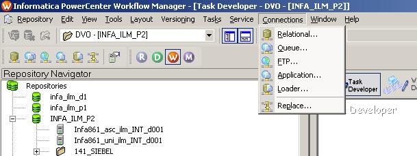 PowerCenter Client Code Pages Workflow Manager In the Workflow Manager, click Connections > Relational to the set the code page of the