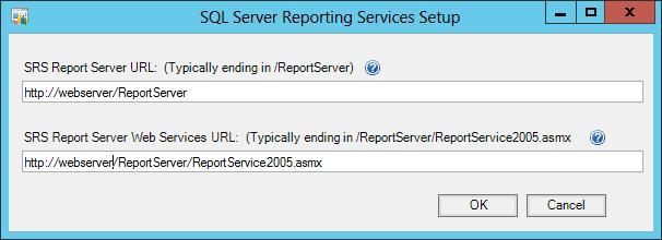 Note: The SRS Report Server Web Services URL typically would begin with the same value as the SRS Report Server URL and it must end with either ReportService2005.