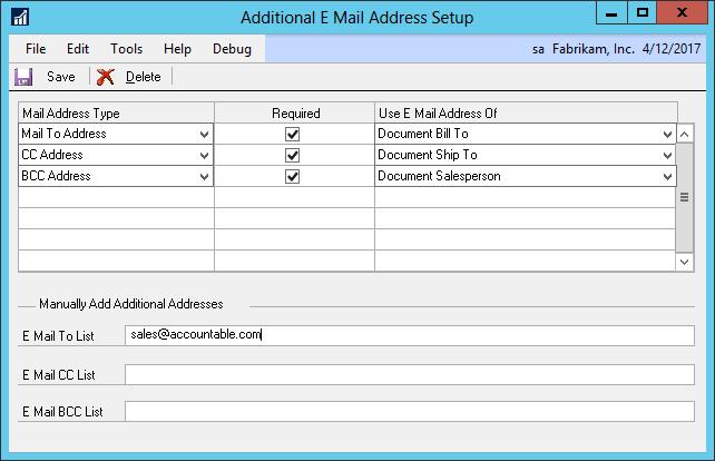 Mail Address Type Determines whether the selected address will be added to the Email To, Cc, or Bcc list of the Email.