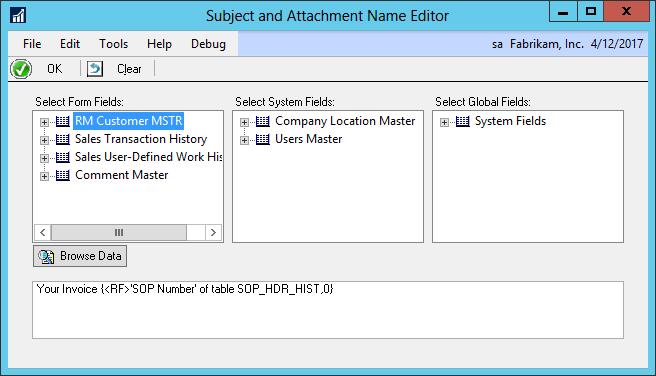 Subject and Attachment Name Editor The Subject and Attachment Name Editor Window is used to create the Email subject and attachment.