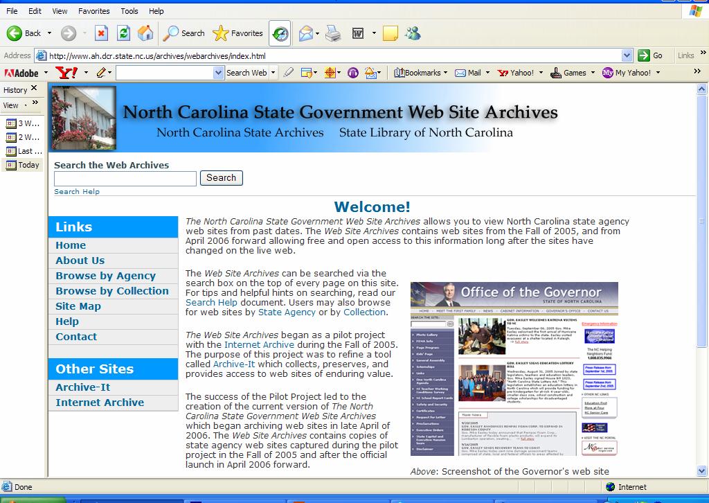 Access to Web Archive http://lcweb2.loc.