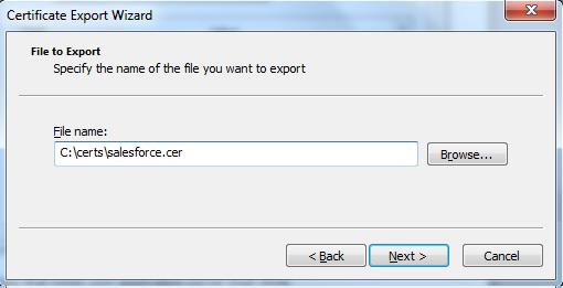The Certificate Export Wizard appears. 6.