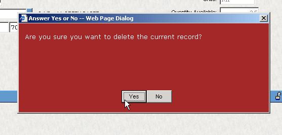 After you click on the Delete Record button, a window will appear asking Are you sure you want to
