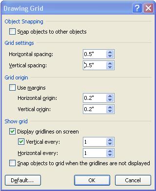 Grid Setting for Tactile Graphic Production 1 2 3 4 5 6 Figure 10: Setting for the Drawing Grid Dialog Window 1. Uncheck the Snap object to.. 2. Set Grid setting to 0.
