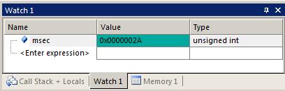 4) Watch and Memory Windows and how to use them: The Watch and memory windows will display updated variable values in real-time. It does this through the ARM CoreSight debugging technology.