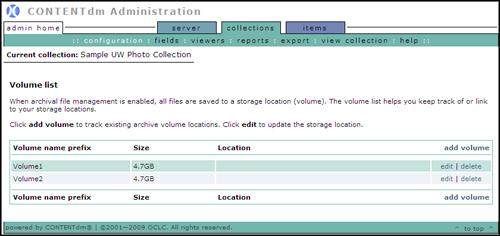 Collection Configuration Page Click the Edit link for Archival File Manager.