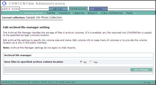 Edit. The Edit Archival File Manager Setting page displays.