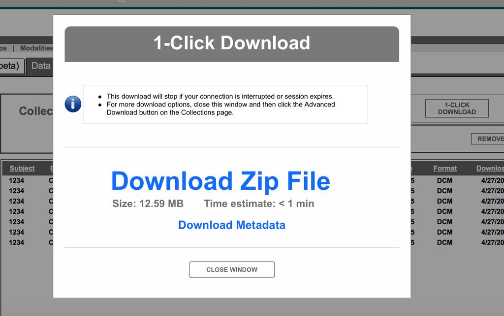 1-CLICK DOWNLOAD Use the built-in functionality of your web browser to quickly download all the files in your collection to a single zip file.