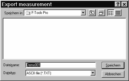 IML-RESI F-Series 23 2.3.1.8 Export... (Additional module) Select this menu item, if you want to export the measurement into a different format.
