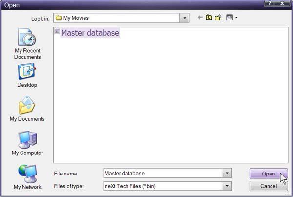 Step 3: Click on your Master Database file and Click on Open to open your Master Database file.